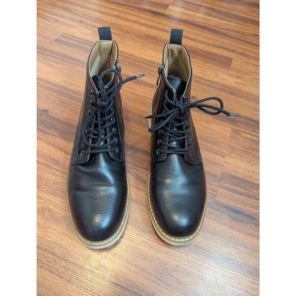 Steve Madden Mens Lace Up Combat Boots Size 12 Black Minimalist Grunge main image 8